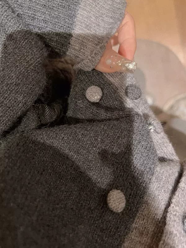 보 주님 바람 배색 페이크 레이어드 니트 오픈 가디건 스웨터 여성 겨울 한 부서 루즈핏 슬림해 보이는 보온 맨위 상세 이미지 22