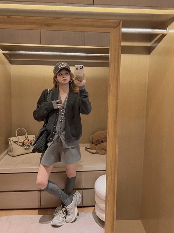 보 주님 바람 배색 페이크 레이어드 니트 오픈 가디건 스웨터 여성 겨울 한 부서 루즈핏 슬림해 보이는 보온 맨위 상세 이미지 36