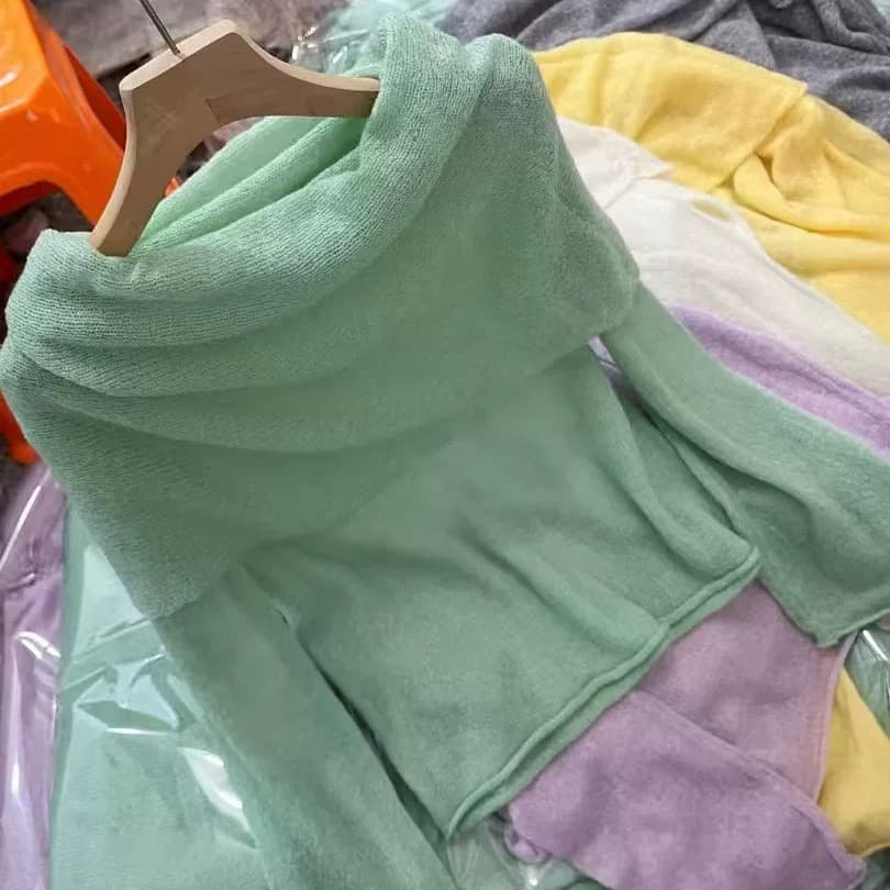 핫걸 오프숄더 오프숄더 니트 스웨터 여성 봄 새로운 부드러운 바람 달콤함 연령 감소 분위기 센스 맨위 이미지 5