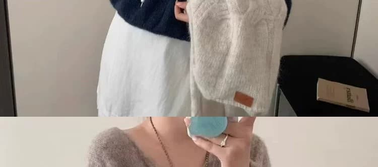 100 순수한 양모 한 부서 느긋한 바람 V넥 꽈배기 니트 스웨터 여자 가을 겨울 착용 가져 가라. 부드러운 찹쌀 슬림해 보이는 루즈핏 맨위 상세 이미지 19