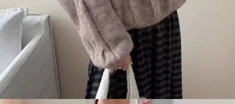 100 순수한 양모 한 부서 느긋한 바람 V넥 꽈배기 니트 스웨터 여자 가을 겨울 착용 가져 가라. 부드러운 찹쌀 슬림해 보이는 루즈핏 맨위 상세 이미지 21