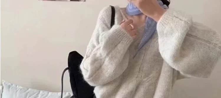 100 순수한 양모 한 부서 느긋한 바람 V넥 꽈배기 니트 스웨터 여자 가을 겨울 착용 가져 가라. 부드러운 찹쌀 슬림해 보이는 루즈핏 맨위 상세 이미지 25