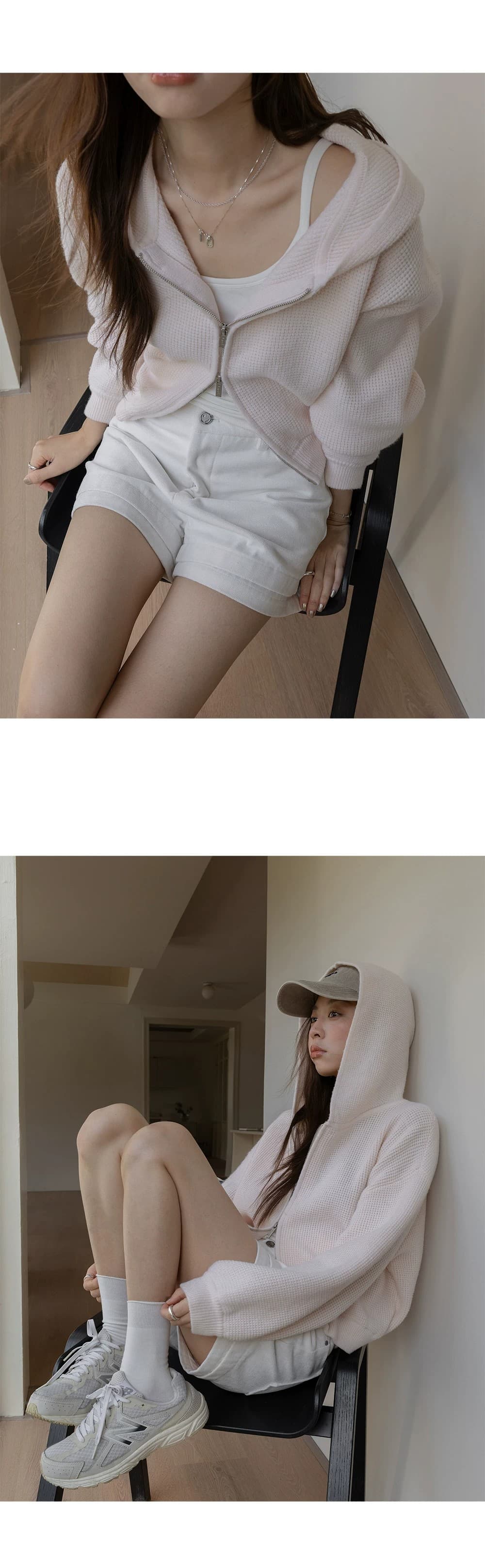 쇼트 스타일 스웨터 오픈 가디건 여성 코트 후아 남편 그리드 후드 지퍼 루즈핏 고급 센스 2026 봄 새로운 상세 이미지 33