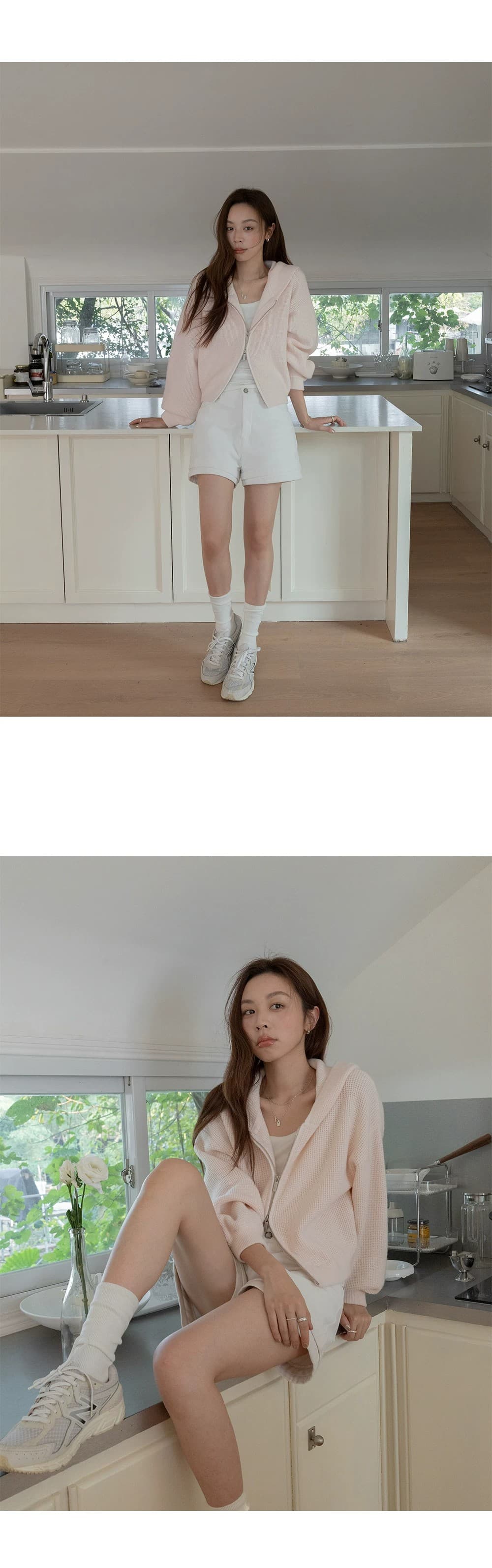 쇼트 스타일 스웨터 오픈 가디건 여성 코트 후아 남편 그리드 후드 지퍼 루즈핏 고급 센스 2026 봄 새로운 상세 이미지 42
