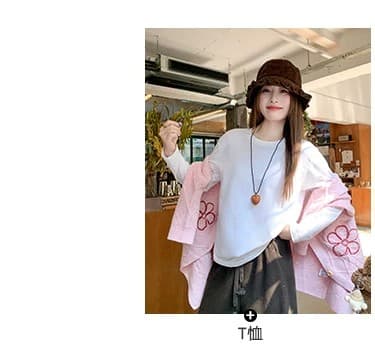 한 번 작은 짭짤한 한 부서 핑크색 V넥 니트 스웨터 오픈 가디건 여성 가을 겨울 루즈핏 자이언트 잘 생긴 재킷 맨위 겨울 상세 이미지 4