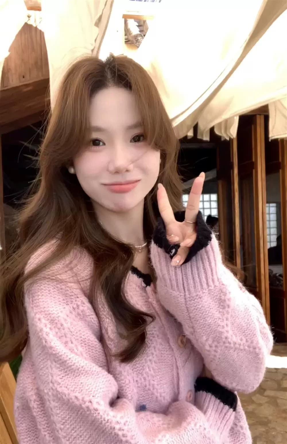 슈퍼 잘 생긴 한 부서 디자인 센스 핑크색 스웨터 여성 코트 가을 겨울철 두꺼운 배색 무거운 작업 자수 니트 오픈 가디건 상세 이미지 1