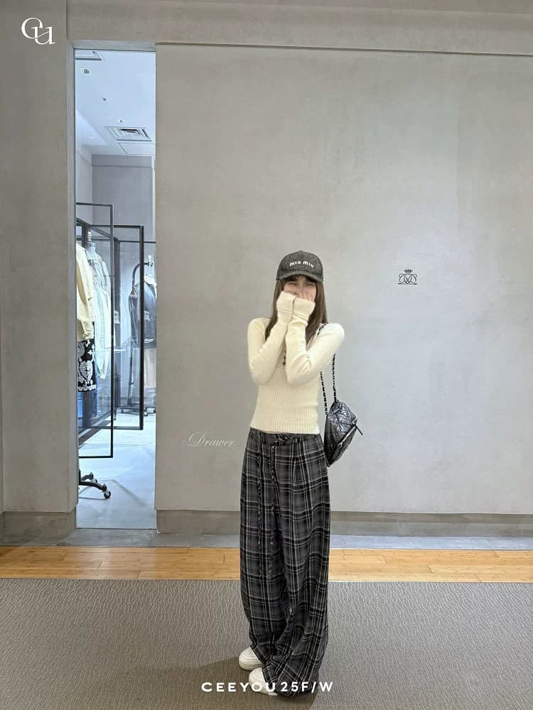 카운터 브랜드 자이언트 잘 생긴 ~ 중 V넥 단추 허리 수축 만나는 니트 스웨터 맨위 여성 봄 상세 이미지 6