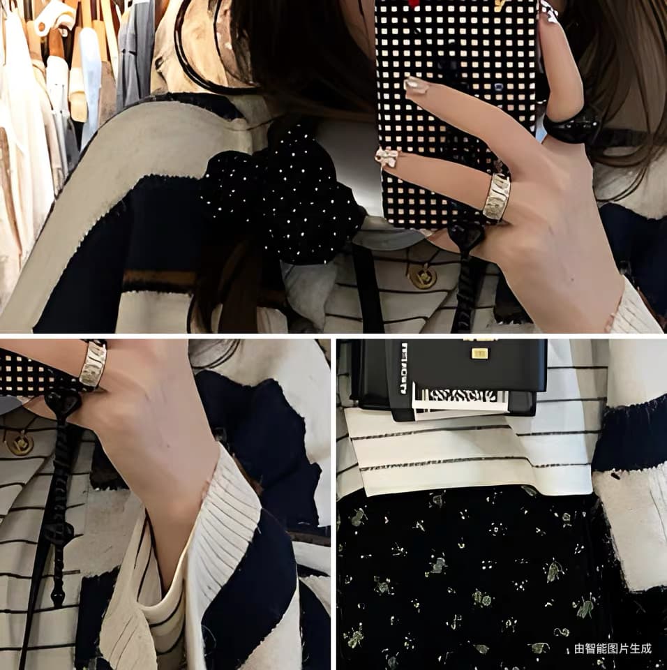 한 부서 스트라이프 루즈핏 라운드 넥 스웨터 여자 오픈 가디건 가을 겨울철 새로운 느긋한 바람 부드러운 찹쌀 니트 스웨터 맨위 재킷 상세 이미지 11