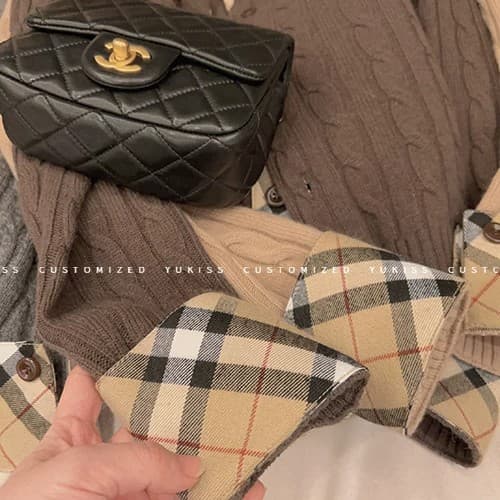하나 의류 더블 가져 가라. 학원 출퇴근 니스 체크무늬 패치워크 페이크 레이어드 양모 니트 스웨터 상세 이미지 9