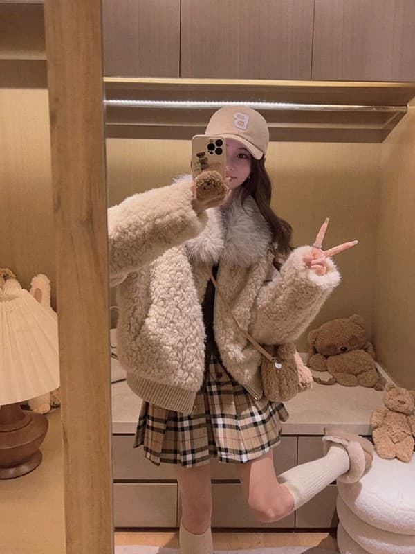 하나 의류 더블 가져 가라. 학원 출퇴근 니스 체크무늬 패치워크 페이크 레이어드 양모 니트 스웨터 상세 이미지 70