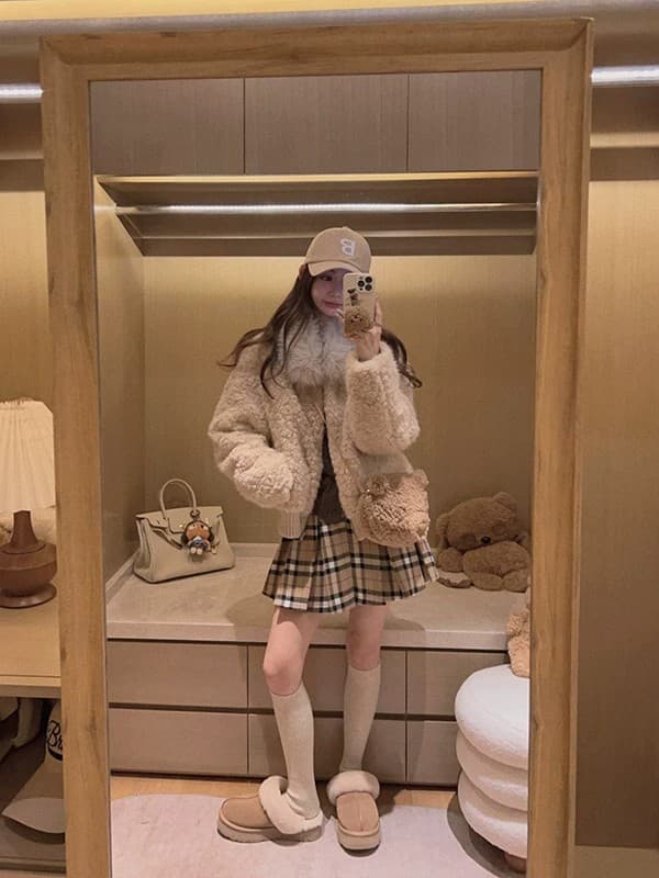 하나 의류 더블 가져 가라. 학원 출퇴근 니스 체크무늬 패치워크 페이크 레이어드 양모 니트 스웨터 상세 이미지 71