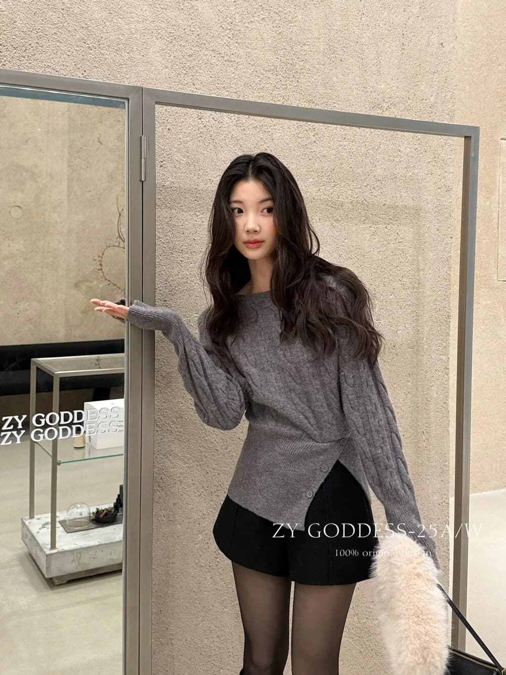 크리스마스 신년 빨간색 한국 스타일 미니멀리즘 품격 허리 수축 슬림해 보이는 밑단 트임 보온 스웨터 상세 이미지 14