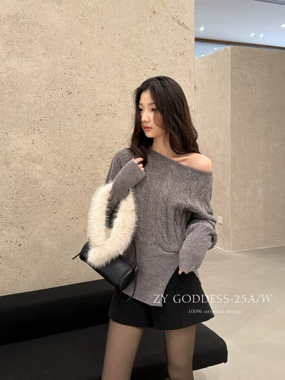 크리스마스 신년 빨간색 한국 스타일 미니멀리즘 품격 허리 수축 슬림해 보이는 밑단 트임 보온 스웨터 상세 이미지 22
