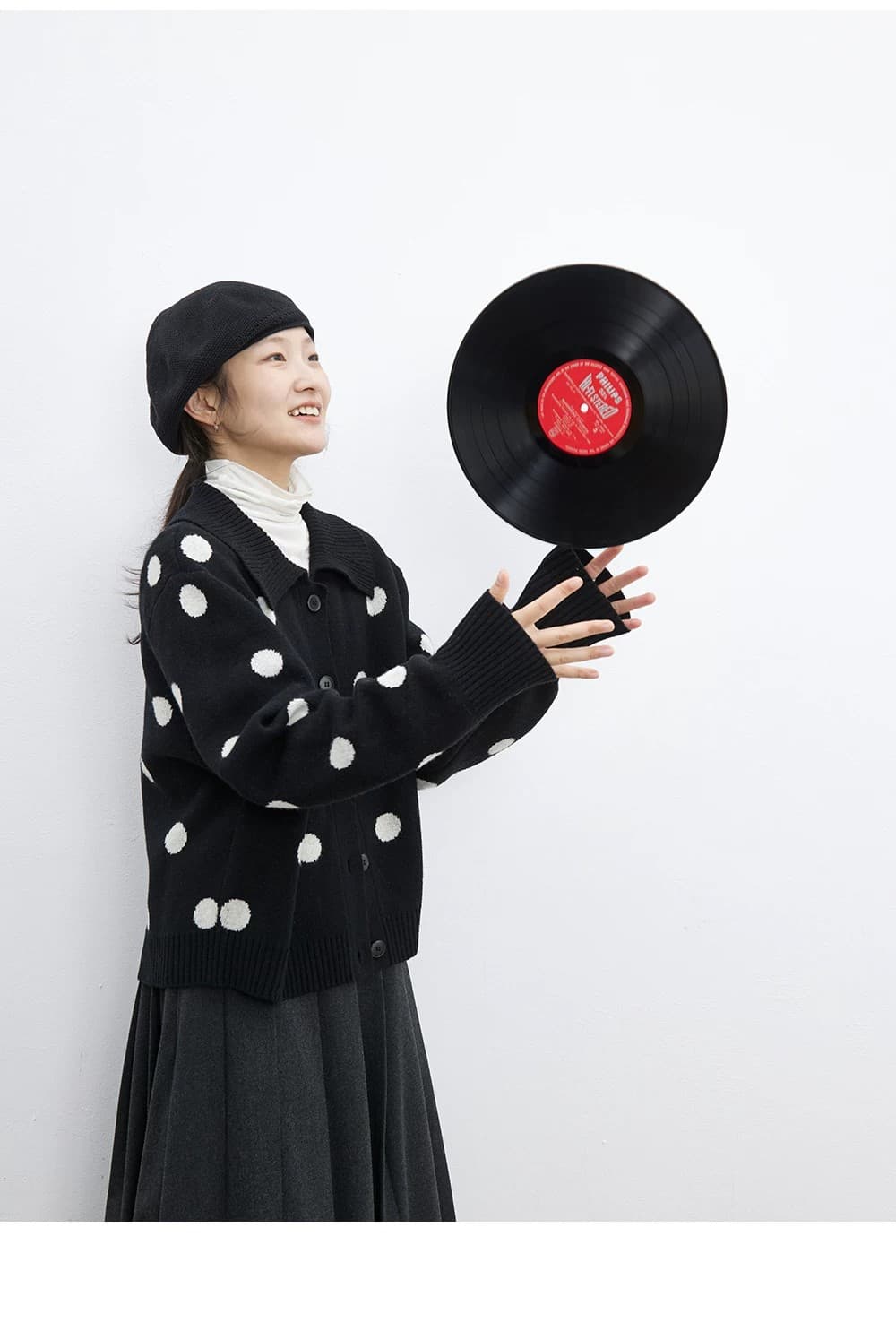 걷기 논스톱 쇼 와 고대 조기 기타 캐주얼 재킷 폴로 칼라 도트 무늬 스웨터 오픈 가디건 13308 상세 이미지 20