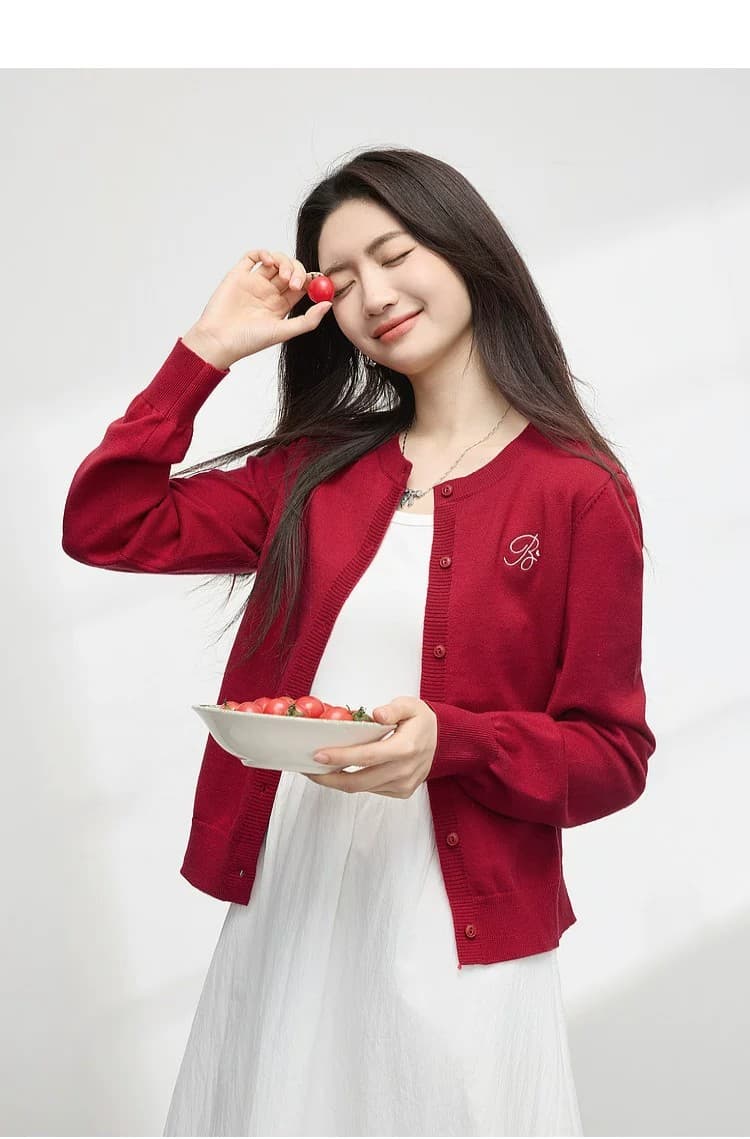 톰 글 래 원인 블루 부드러운 찹쌀 니트 오픈 가디건 여성 가을 2026 새로운 자수 한 부서 착용 가져 가라. 긴팔 스웨터 상세 이미지 17
