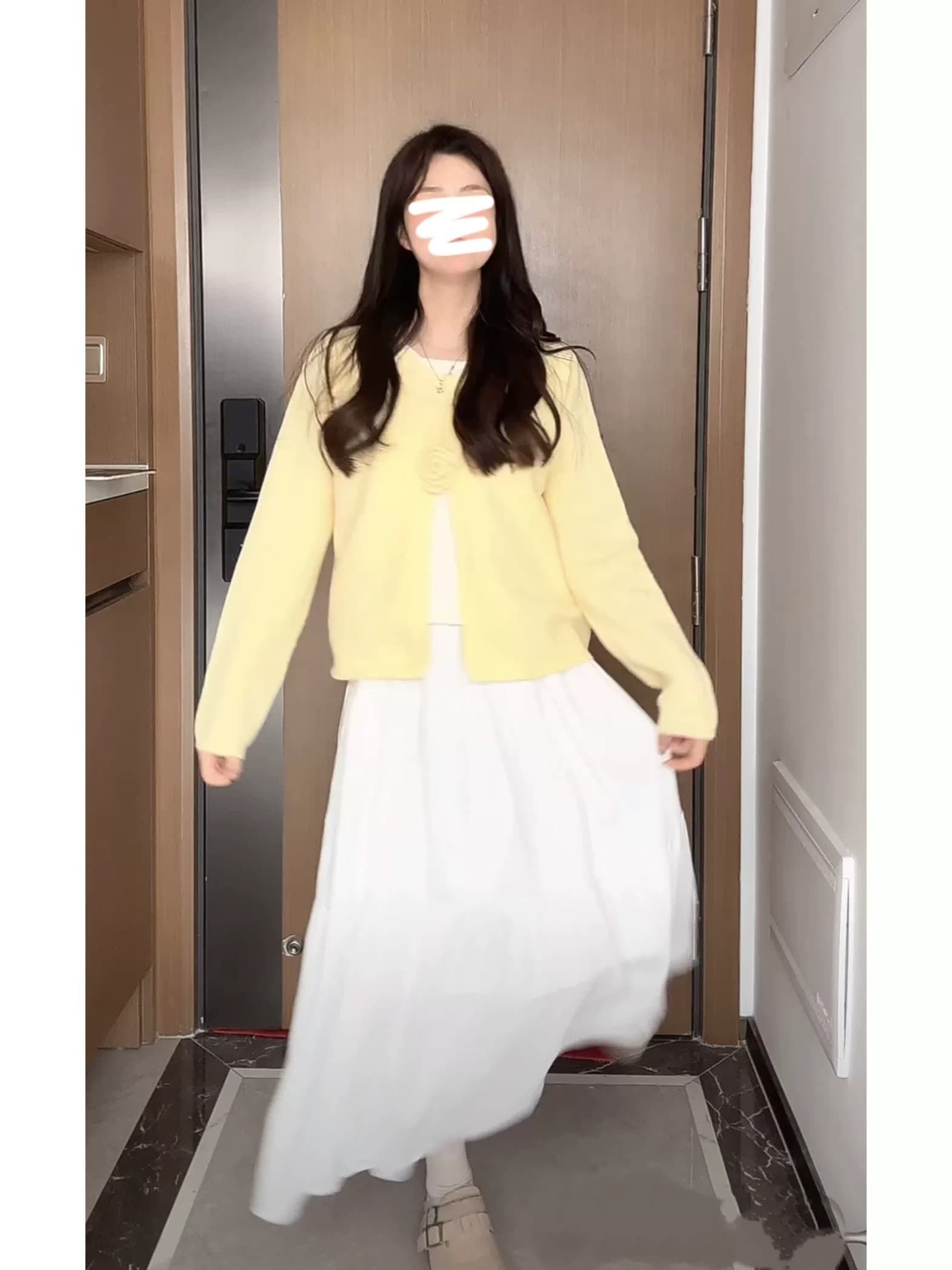 달콤한 스타일 3 차원 꽃 페이크 레이어드 니트 오픈 가디건 여성 루즈핏 종류 다용도 몸매 가꾸기 부드러운 라운드 넥 긴팔 맨위 이미지 2