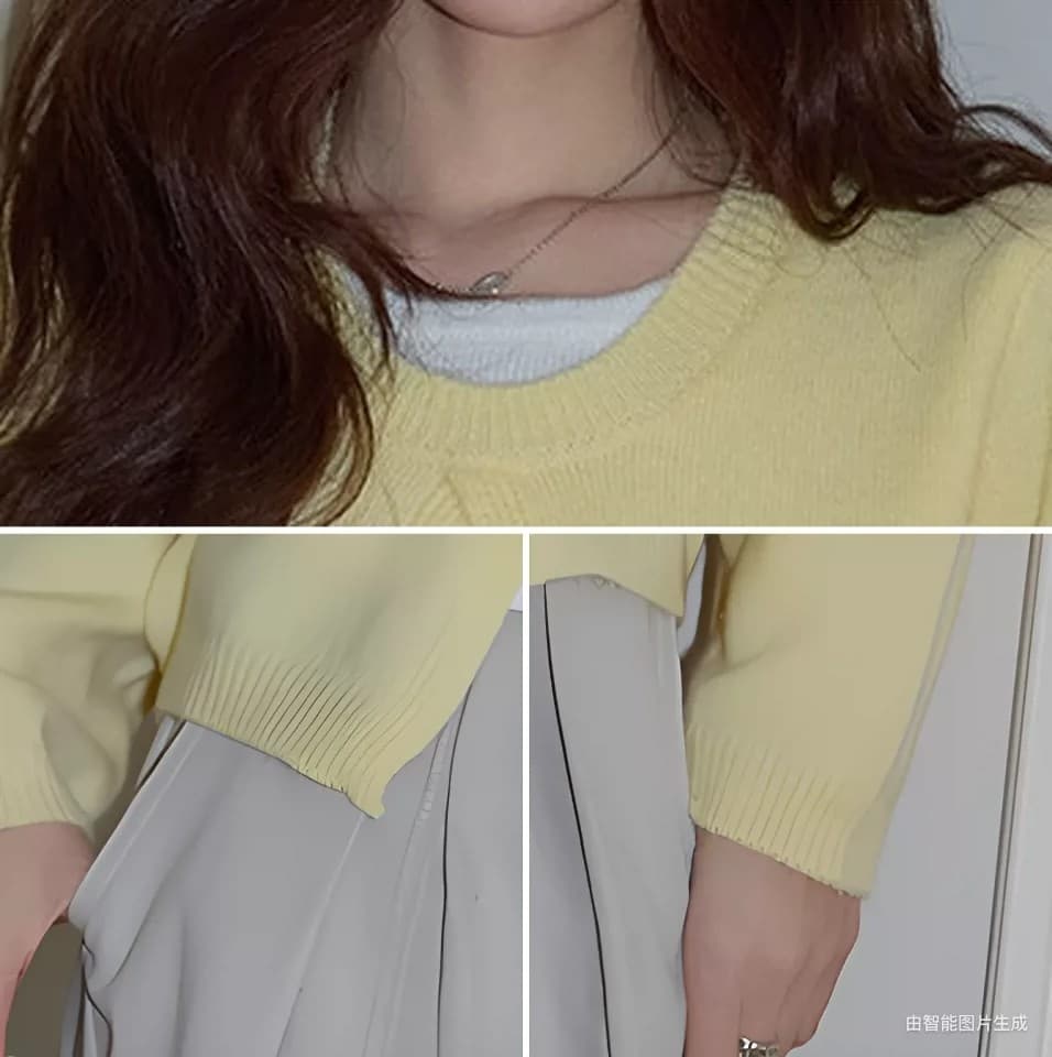 달콤한 스타일 3 차원 꽃 페이크 레이어드 니트 오픈 가디건 여성 루즈핏 종류 다용도 몸매 가꾸기 부드러운 라운드 넥 긴팔 맨위 상세 이미지 7
