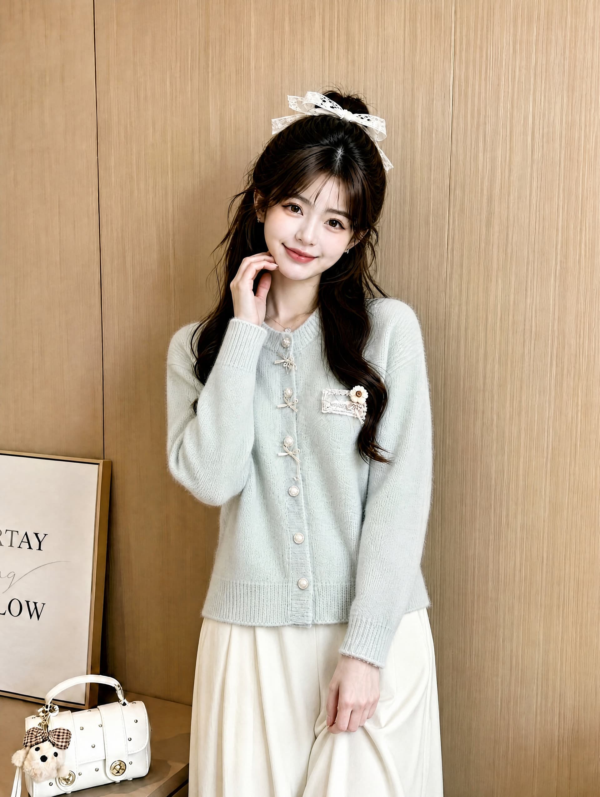 한 부서 달콤함 부드럽다 편안함 연령 감소 니트 스웨터 여성 2026 봄 가을 새로운 외국 가스 패션 오픈 가디건 스웨터 상세 이미지 6
