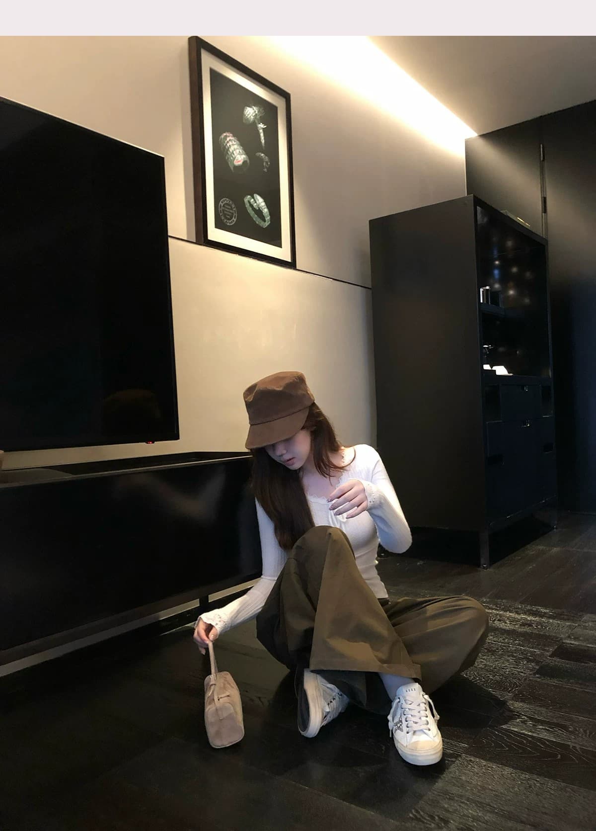 녹색 사과 낙원 마이크로 지방 mm 벌룬 소매 V넥 몸매 가꾸기 스웨터 니트 빅 사이즈 오픈 가디건 상세 이미지 14