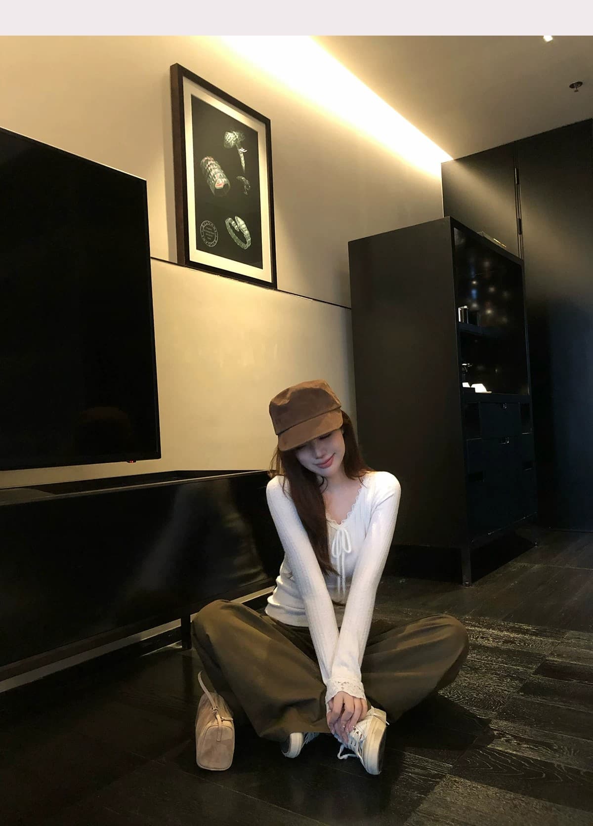 녹색 사과 낙원 마이크로 지방 mm 벌룬 소매 V넥 몸매 가꾸기 스웨터 니트 빅 사이즈 오픈 가디건 상세 이미지 15