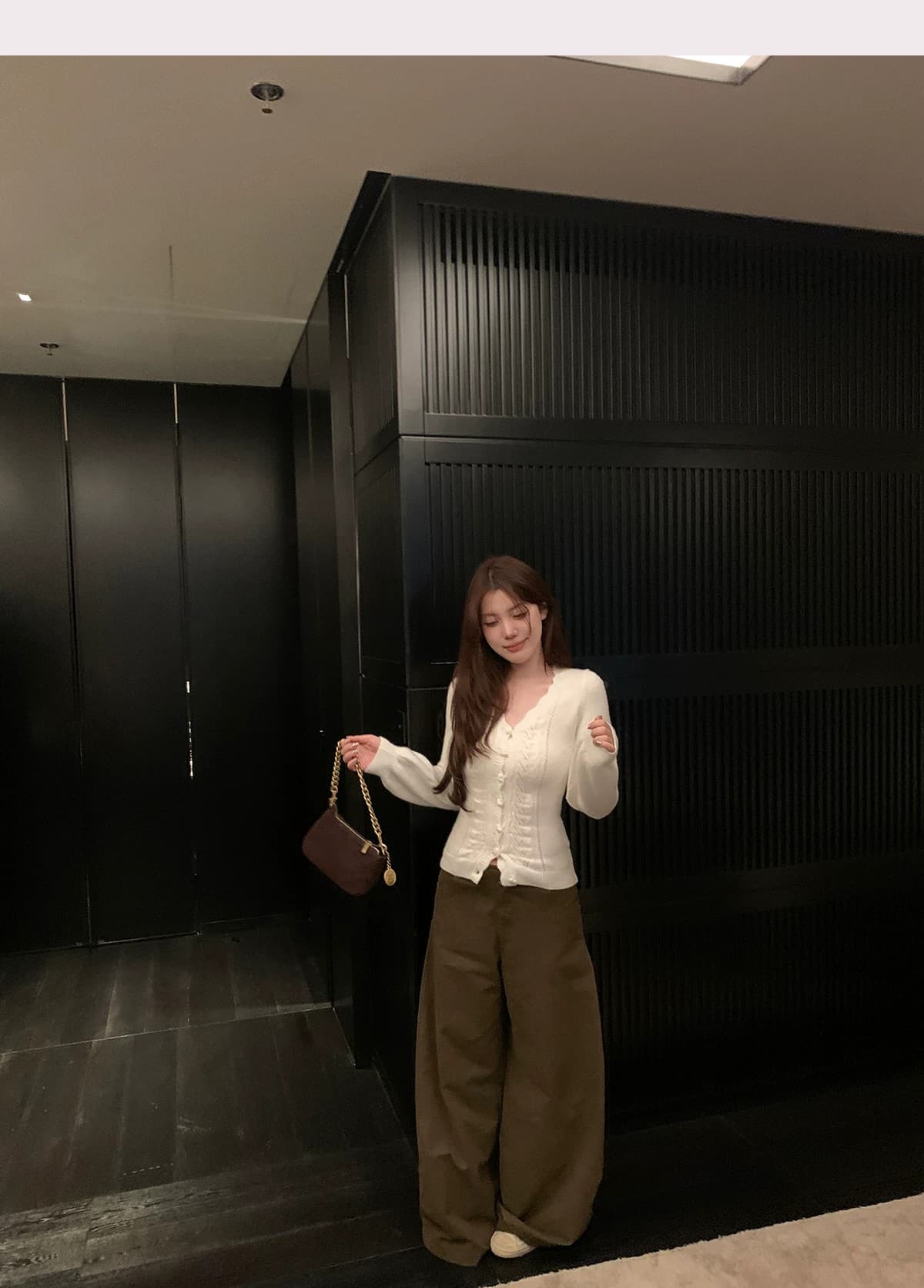 녹색 사과 낙원 마이크로 지방 mm 벌룬 소매 V넥 몸매 가꾸기 스웨터 니트 빅 사이즈 오픈 가디건 상세 이미지 16