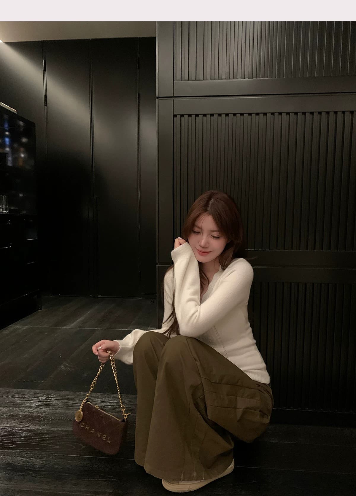 녹색 사과 낙원 마이크로 지방 mm 벌룬 소매 V넥 몸매 가꾸기 스웨터 니트 빅 사이즈 오픈 가디건 상세 이미지 17