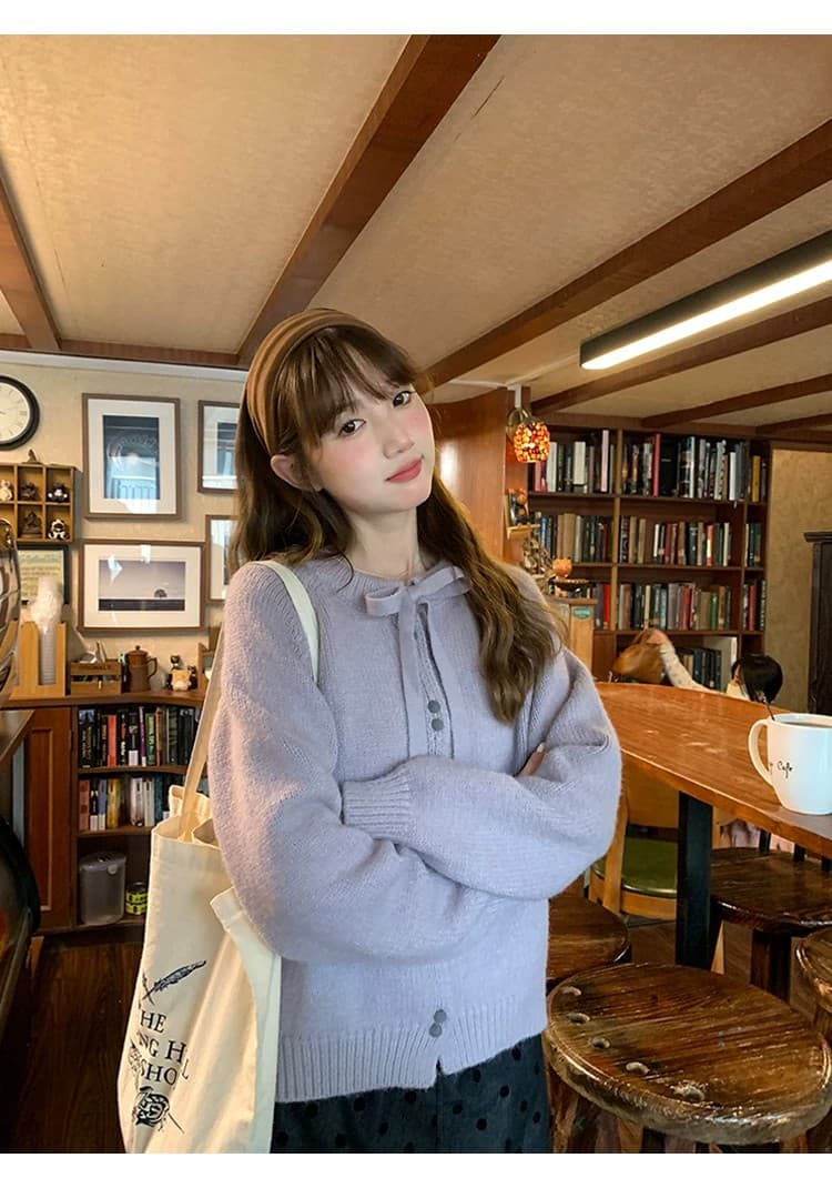 달콤함 레이스업 스웨터 오픈 가디건 여성 2026 가을 디자인 센스 한 부서 품격 슬림해 보이는 느긋한 맨위 상세 이미지 8