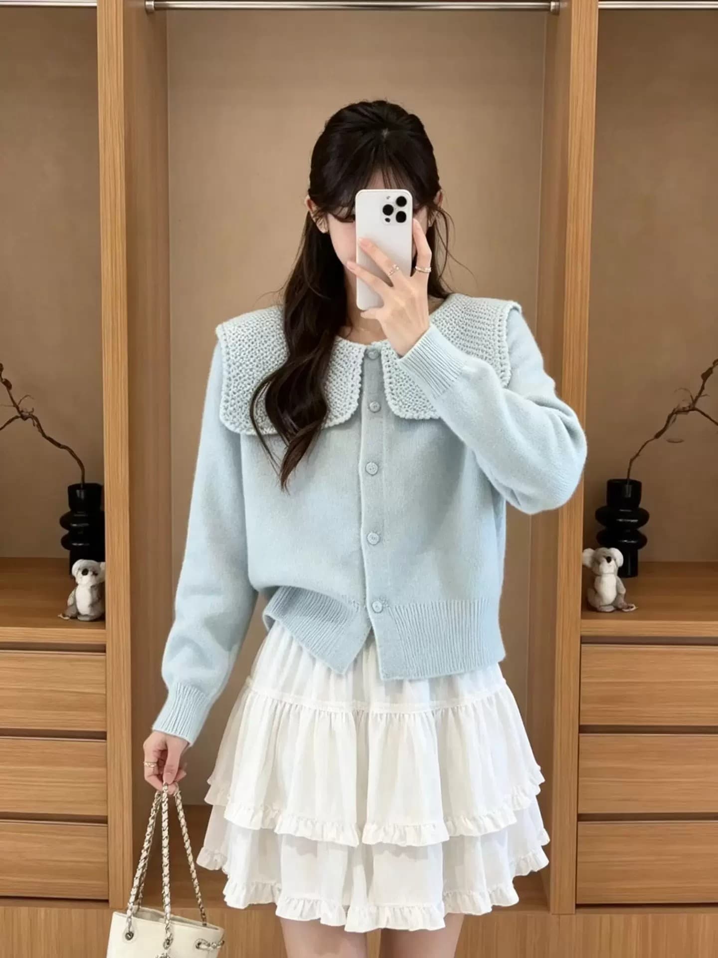 부드러운 찹쌀 새로운 폴로 칼라 스웨터 여자 가을 겨울 작은 샤넬 스타일 품격 귀여운 연령 감소 니트 오픈 가디건 외국 가스 봄 가을 맨위