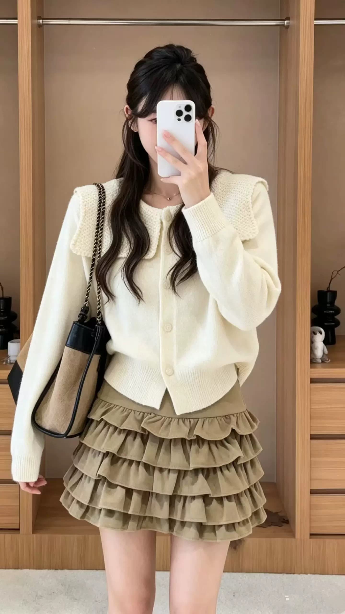 부드러운 찹쌀 새로운 폴로 칼라 스웨터 여자 가을 겨울 작은 샤넬 스타일 품격 귀여운 연령 감소 니트 오픈 가디건 외국 가스 봄 가을 맨위 상세 이미지 9