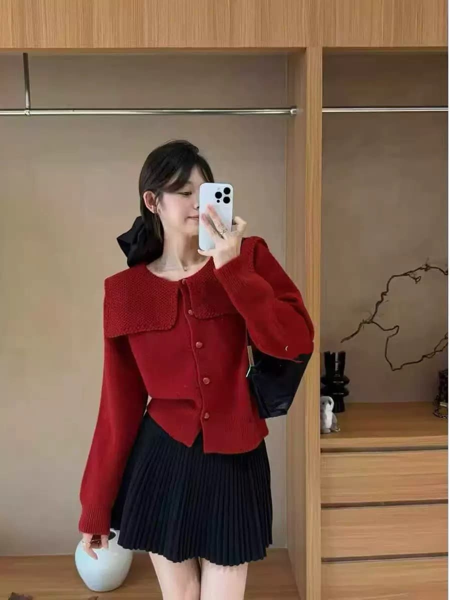 부드러운 찹쌀 새로운 폴로 칼라 스웨터 여자 가을 겨울 작은 샤넬 스타일 품격 귀여운 연령 감소 니트 오픈 가디건 외국 가스 봄 가을 맨위 상세 이미지 10