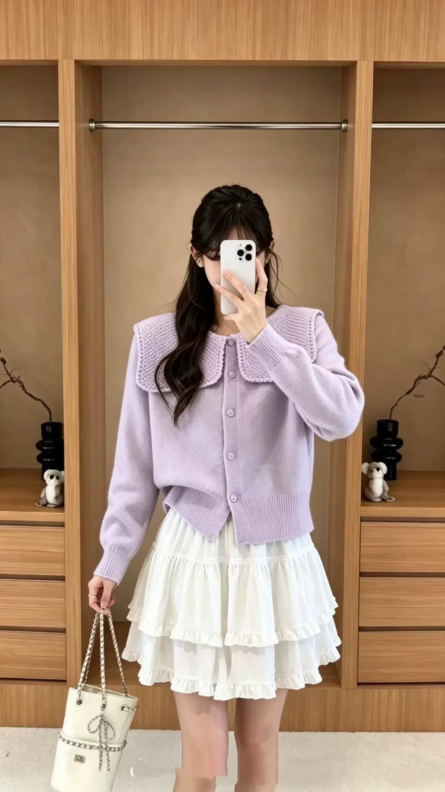 부드러운 찹쌀 새로운 폴로 칼라 스웨터 여자 가을 겨울 작은 샤넬 스타일 품격 귀여운 연령 감소 니트 오픈 가디건 외국 가스 봄 가을 맨위 상세 이미지 12