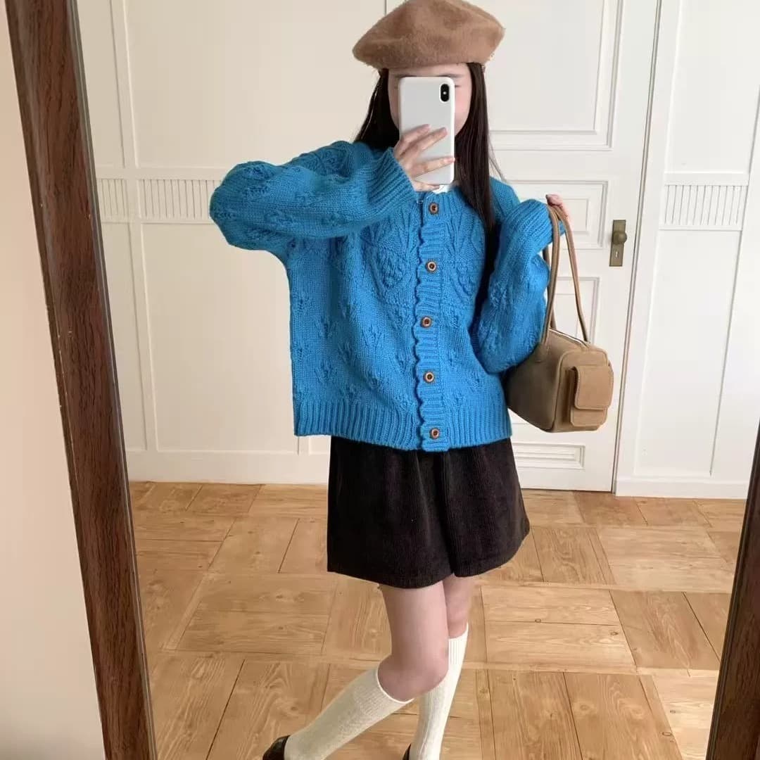 가을 겨울 의류 레트로 vintage 일본식 홀로우 아웃 꽈배기 완두콩 오픈 가디건 풀오버 수공 짜임 스웨터 여자