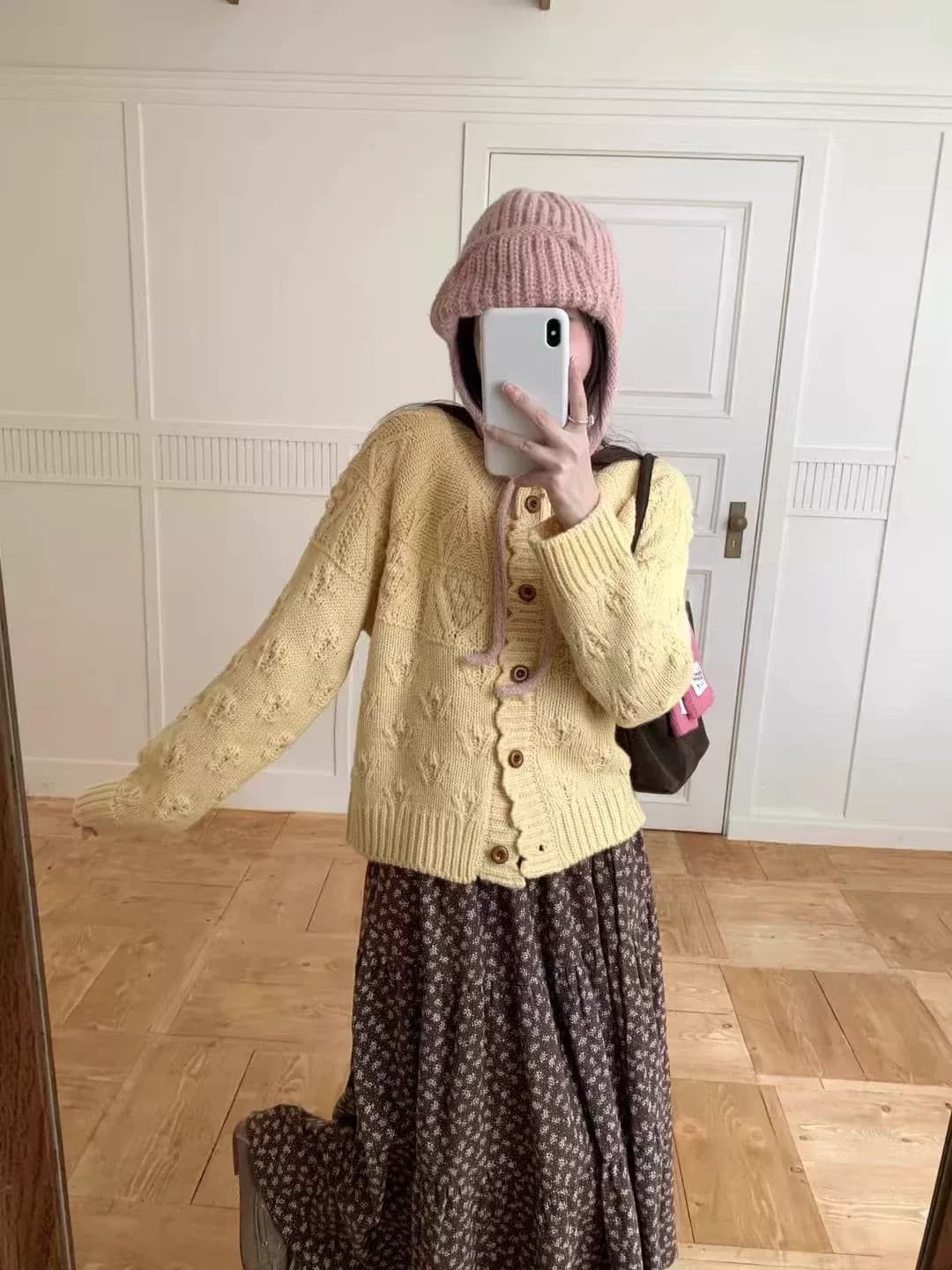 가을 겨울 의류 레트로 vintage 일본식 홀로우 아웃 꽈배기 완두콩 오픈 가디건 풀오버 수공 짜임 스웨터 여자 상세 이미지 4