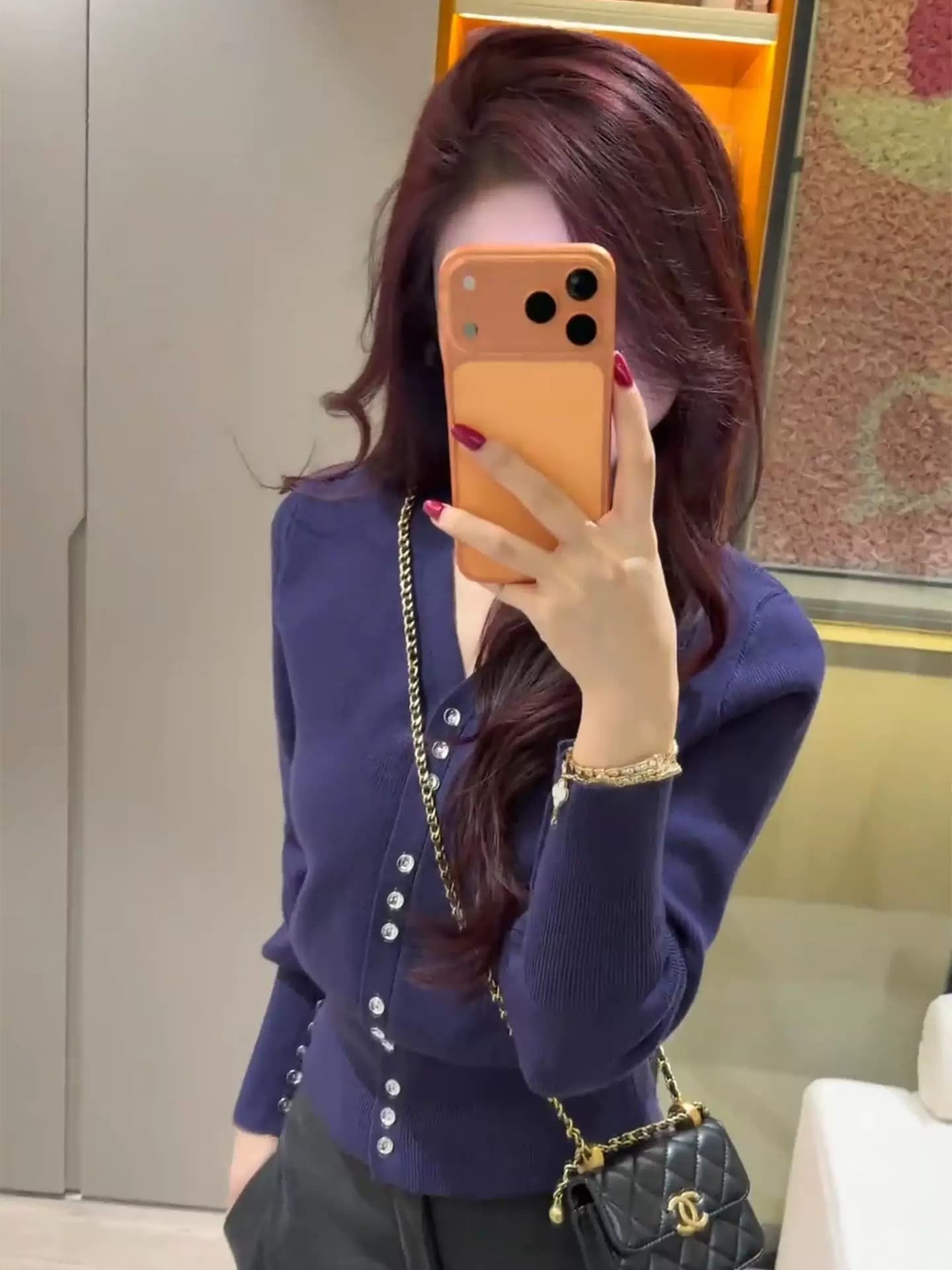 다용도 빨간색 V넥 니트 오픈 가디건 여성 가을 겨울 고급 센스 chic Chic 인사이드 가져 가라. 만나는 맨위 이미지 5