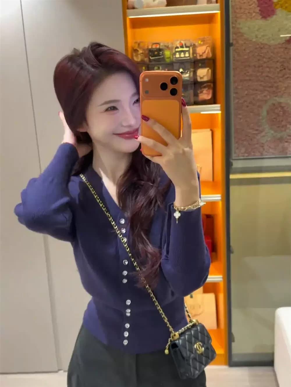 다용도 빨간색 V넥 니트 오픈 가디건 여성 가을 겨울 고급 센스 chic Chic 인사이드 가져 가라. 만나는 맨위 상세 이미지 4