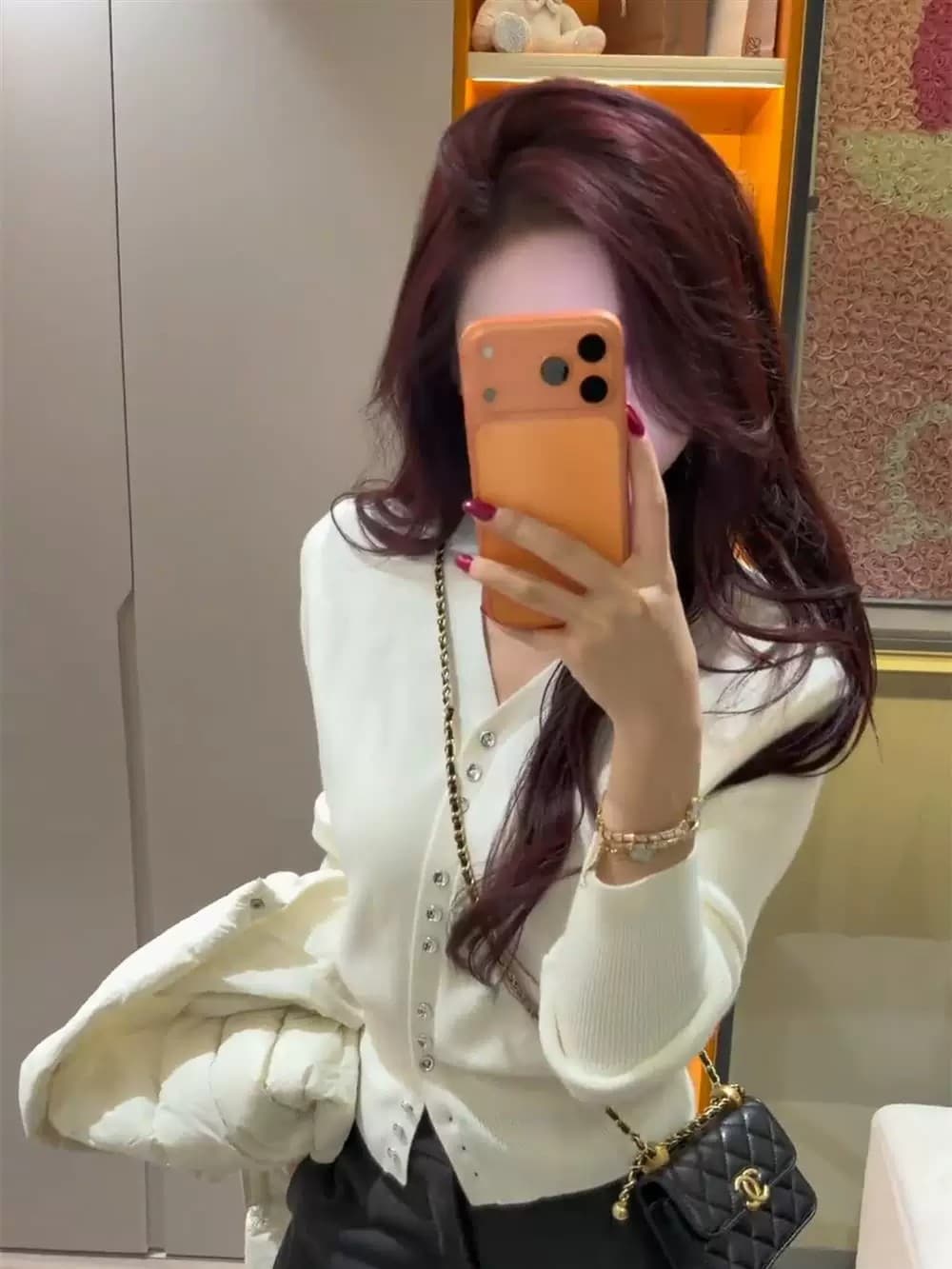 다용도 빨간색 V넥 니트 오픈 가디건 여성 가을 겨울 고급 센스 chic Chic 인사이드 가져 가라. 만나는 맨위 상세 이미지 6
