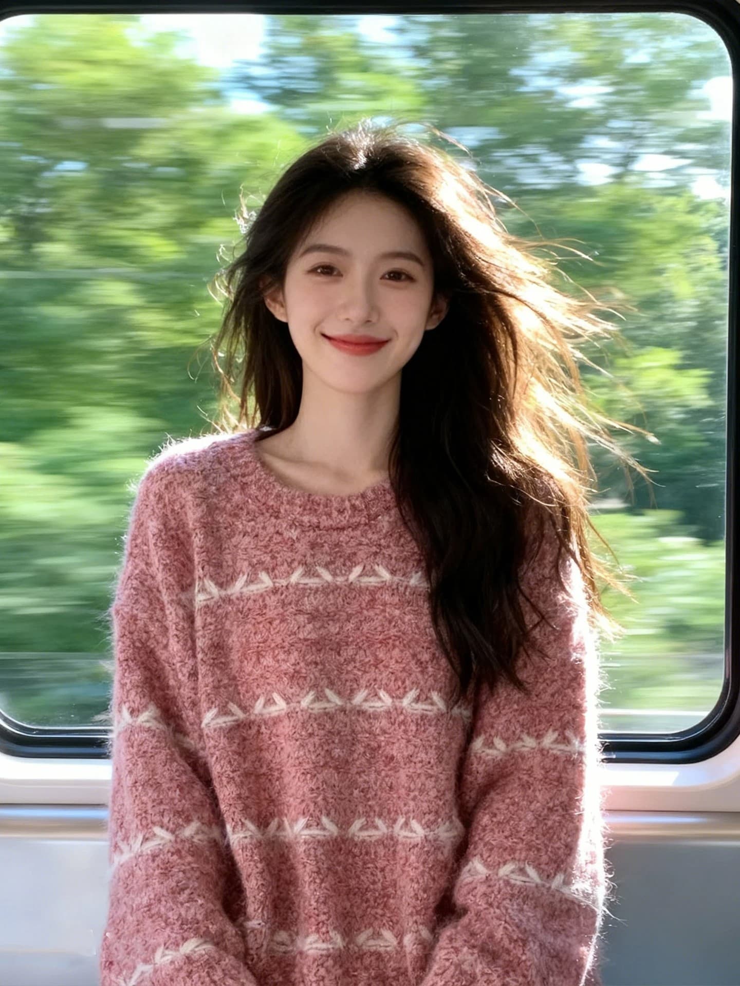 분위기 센스 가을 겨울 달콤한 자매 바람 착용 가져 가라. 핑크색 플리스 질감 세부 사항 디자인 슬림해 보이는 느슨함 거리 바람 스웨터 여자 상세 이미지 2
