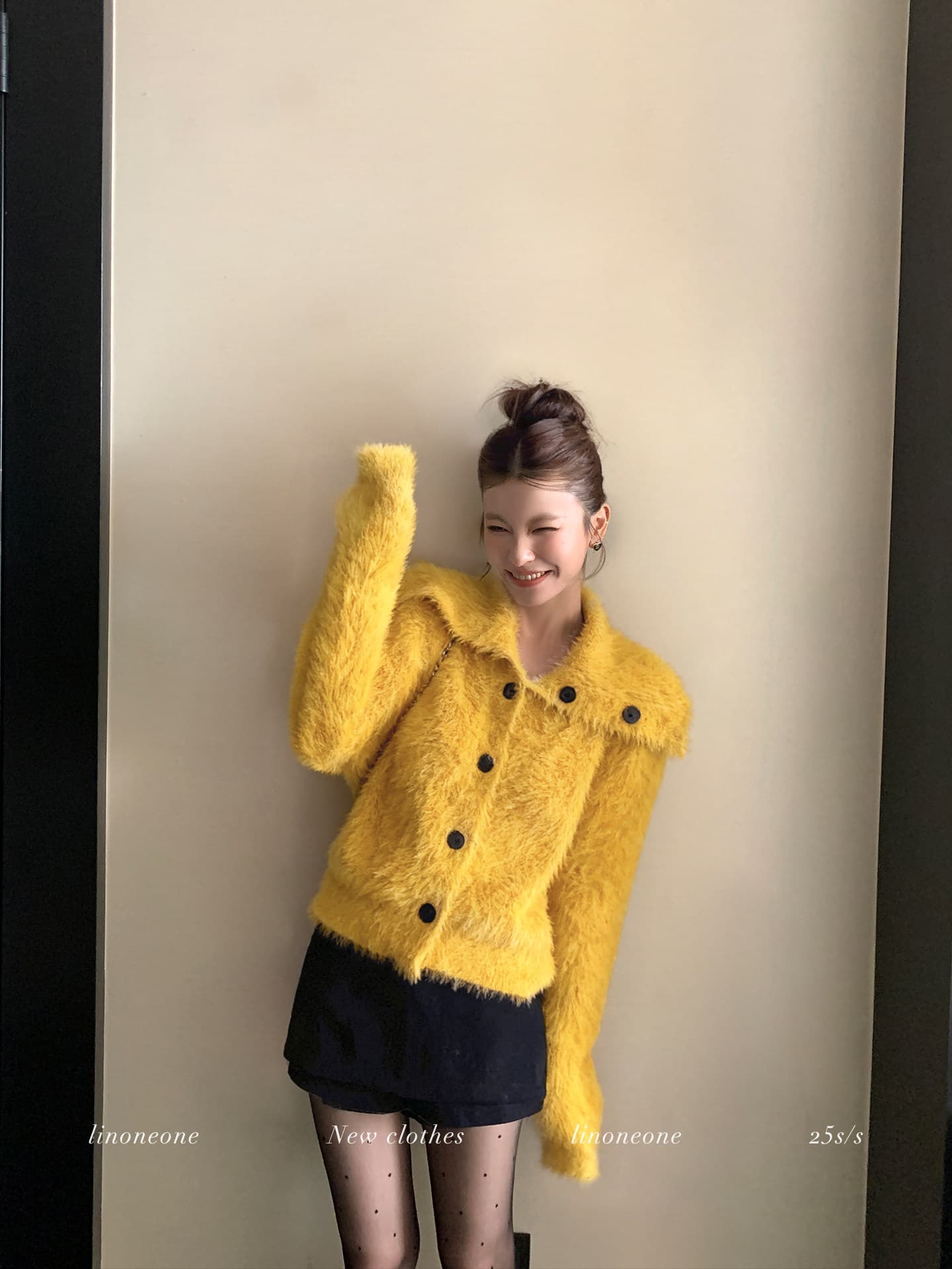 한 부서 화이트 빅 칼라 털이 많은 니트 오픈 가디건 여성 겨울 품격 보온 맨위 상세 이미지 3