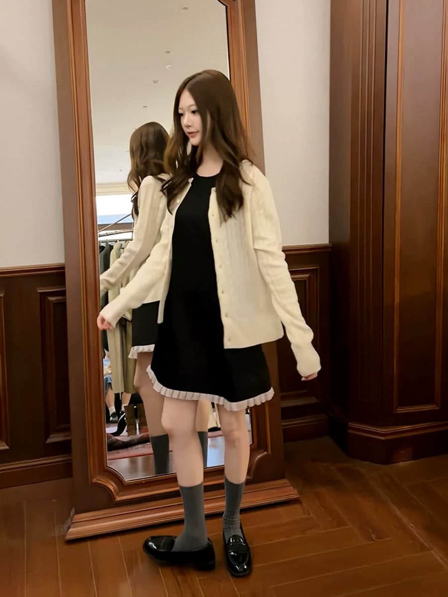 한 부서 라운드 넥 꽈배기 긴팔 니트 오픈 가디건 여성 겨울 부드러운 바람 다용도 스웨터