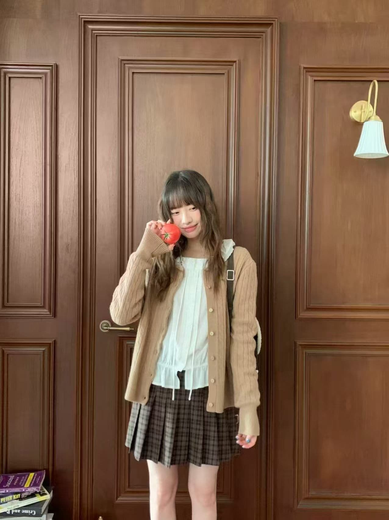 한 부서 라운드 넥 꽈배기 긴팔 니트 오픈 가디건 여성 겨울 부드러운 바람 다용도 스웨터 상세 이미지 4