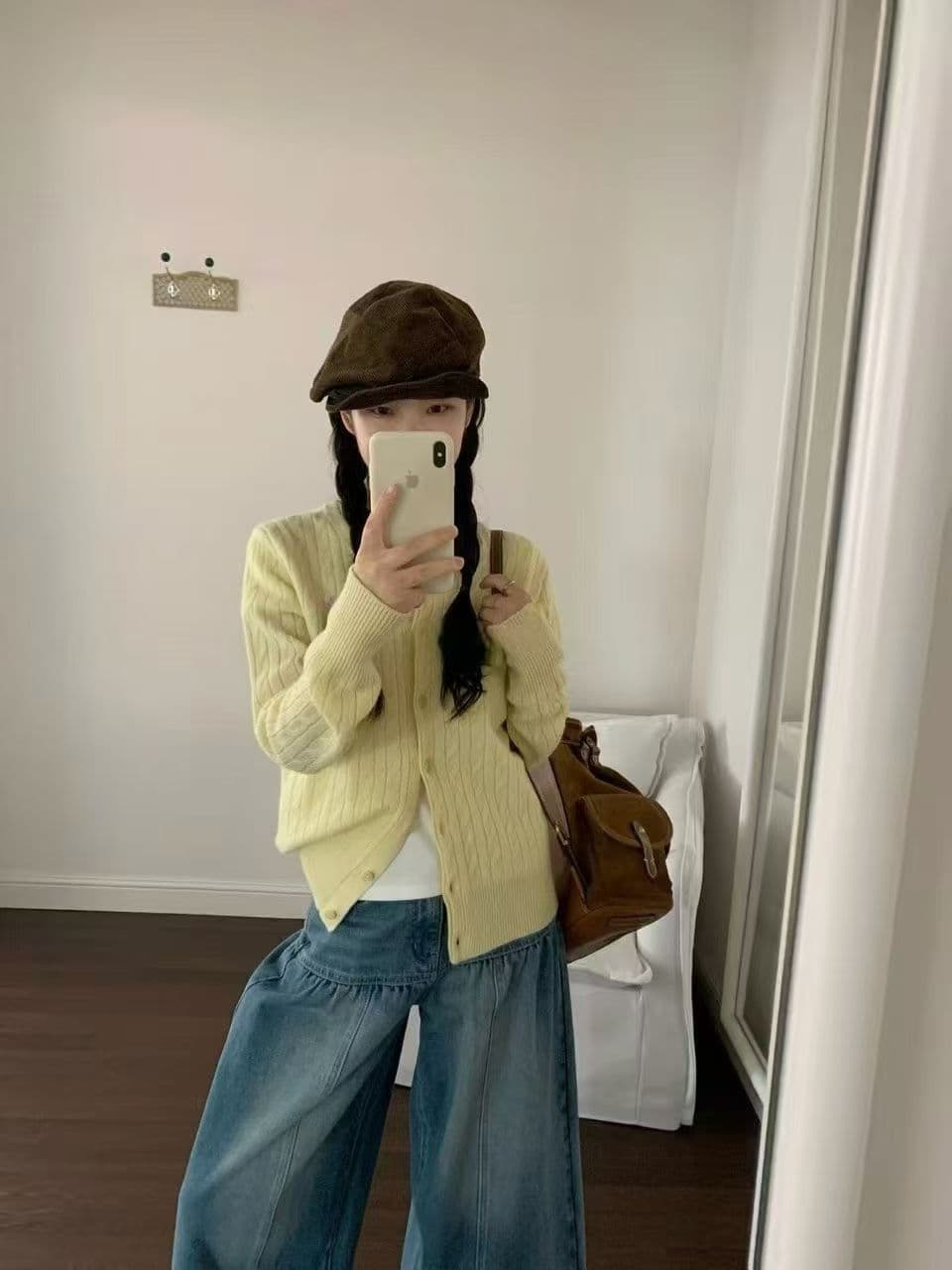 한 부서 라운드 넥 꽈배기 긴팔 니트 오픈 가디건 여성 겨울 부드러운 바람 다용도 스웨터 상세 이미지 5