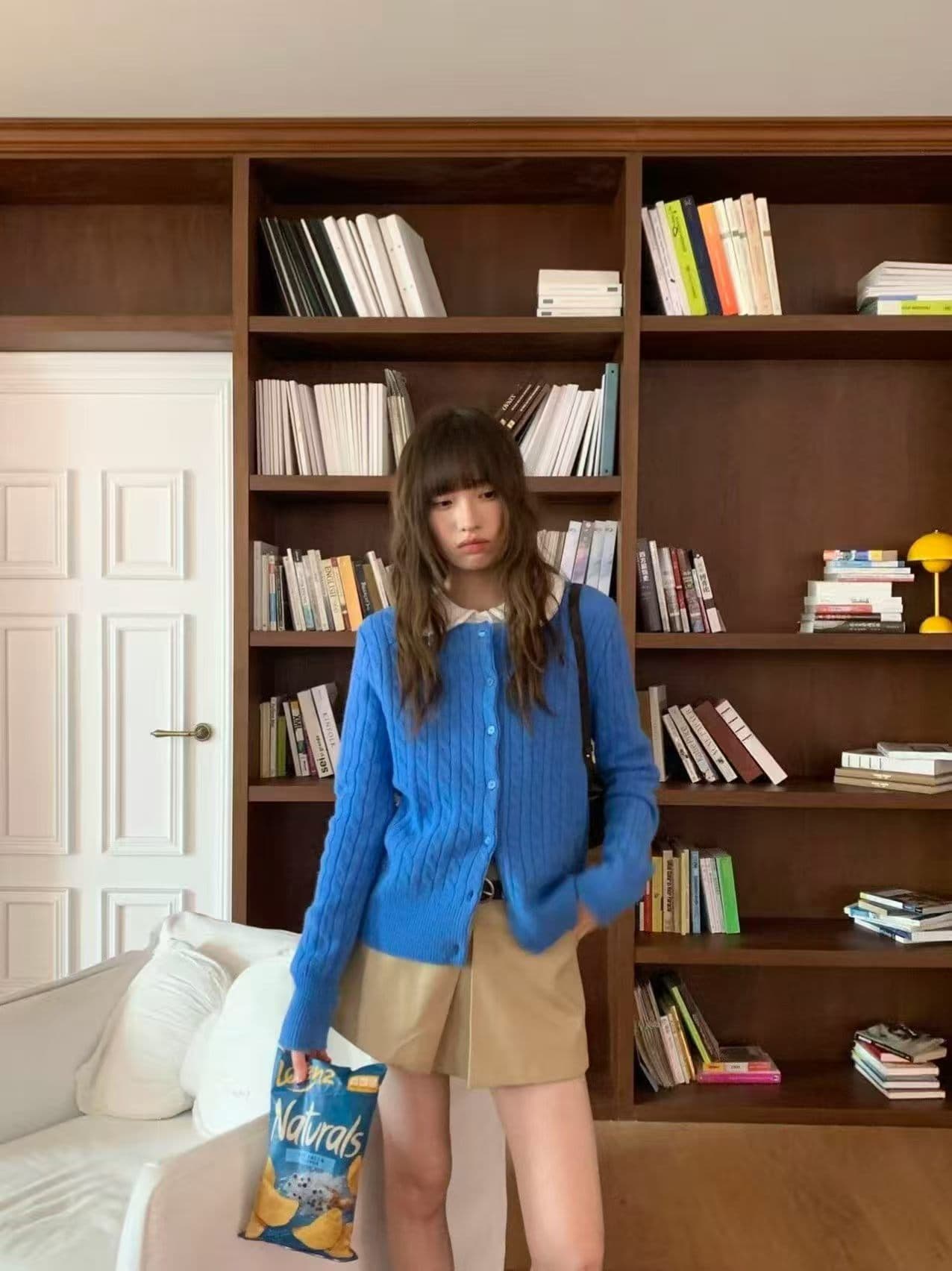 한 부서 라운드 넥 꽈배기 긴팔 니트 오픈 가디건 여성 겨울 부드러운 바람 다용도 스웨터 상세 이미지 6