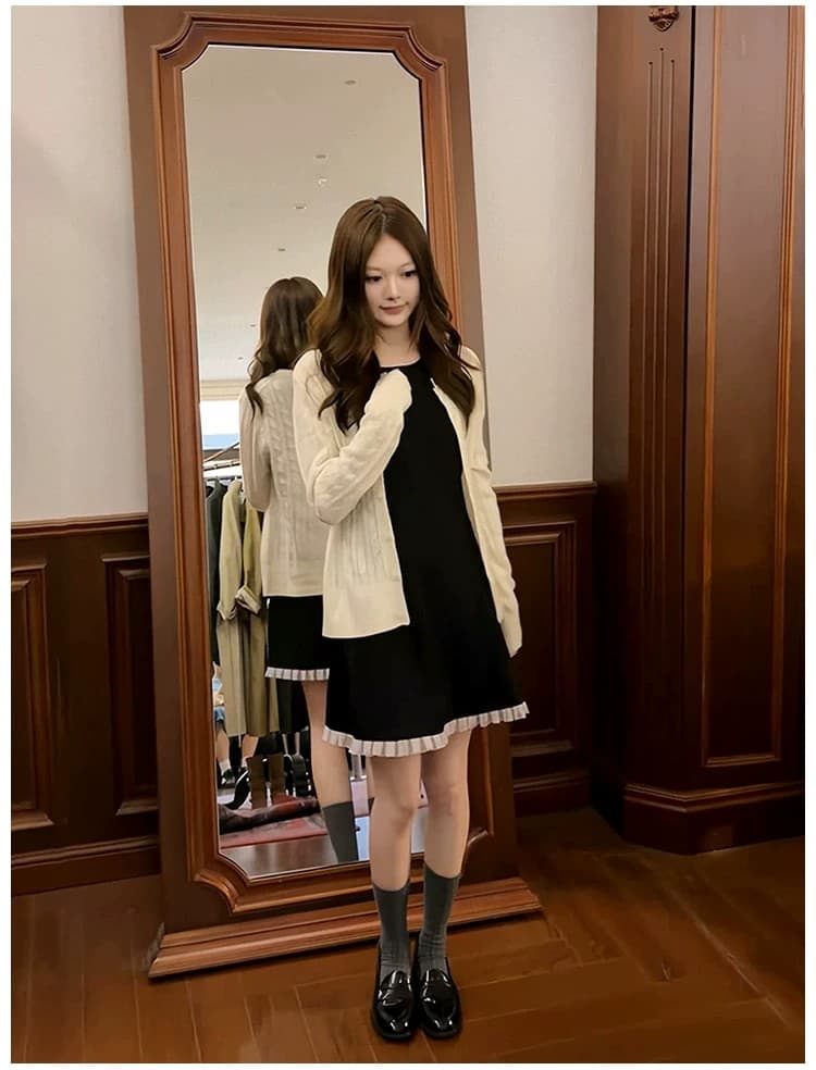 한 부서 라운드 넥 꽈배기 긴팔 니트 오픈 가디건 여성 겨울 부드러운 바람 다용도 스웨터 상세 이미지 11