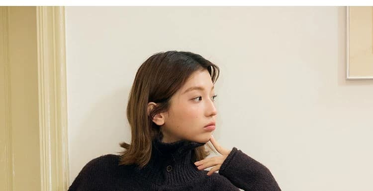 고급 센스 레트로 파란색 자카드 터틀넥 스웨터 여성 코트 봄 느긋한 세련된 다용도 니트 오픈 가디건 맨위 상세 이미지 1