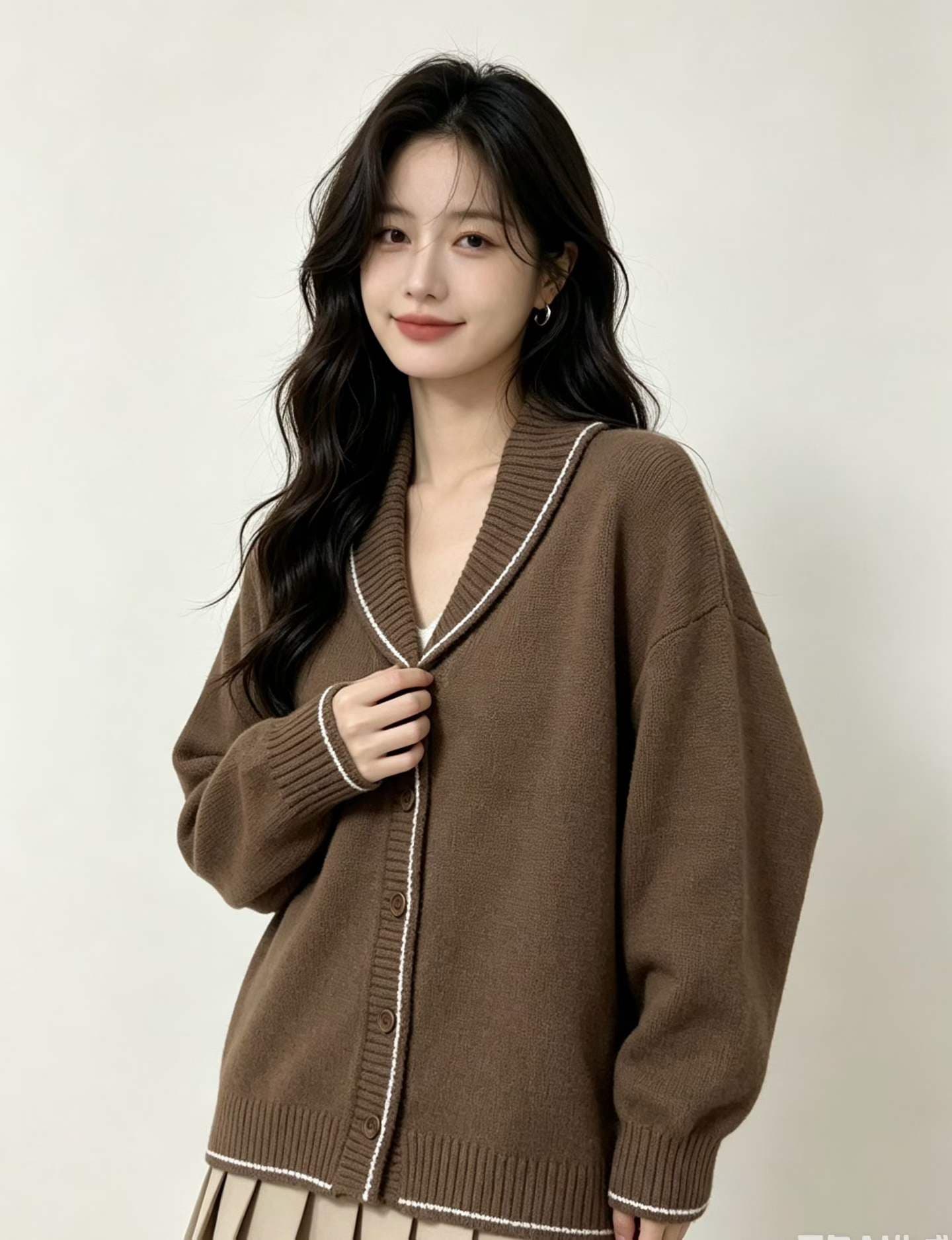 켜기 새로운 니트 일반 섹션 가을 긴팔 만화 슬림해 보이는 털 니트 스웨터 오픈 가디건 스웨터 레트로 인터넷 유명인 이미지 2