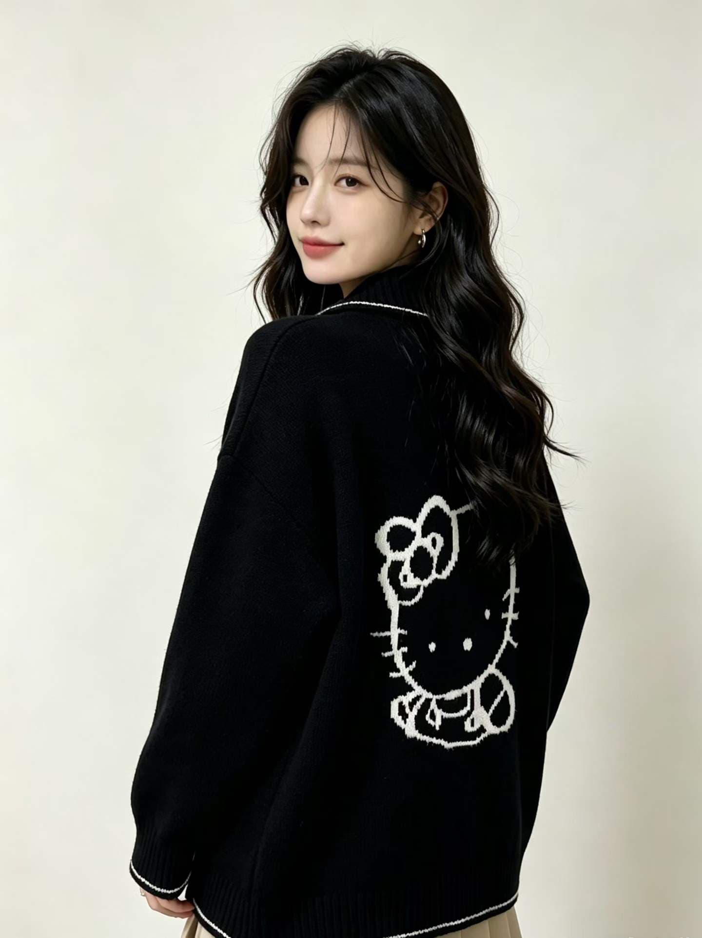 켜기 새로운 니트 일반 섹션 가을 긴팔 만화 슬림해 보이는 털 니트 스웨터 오픈 가디건 스웨터 레트로 인터넷 유명인 상세 이미지 6