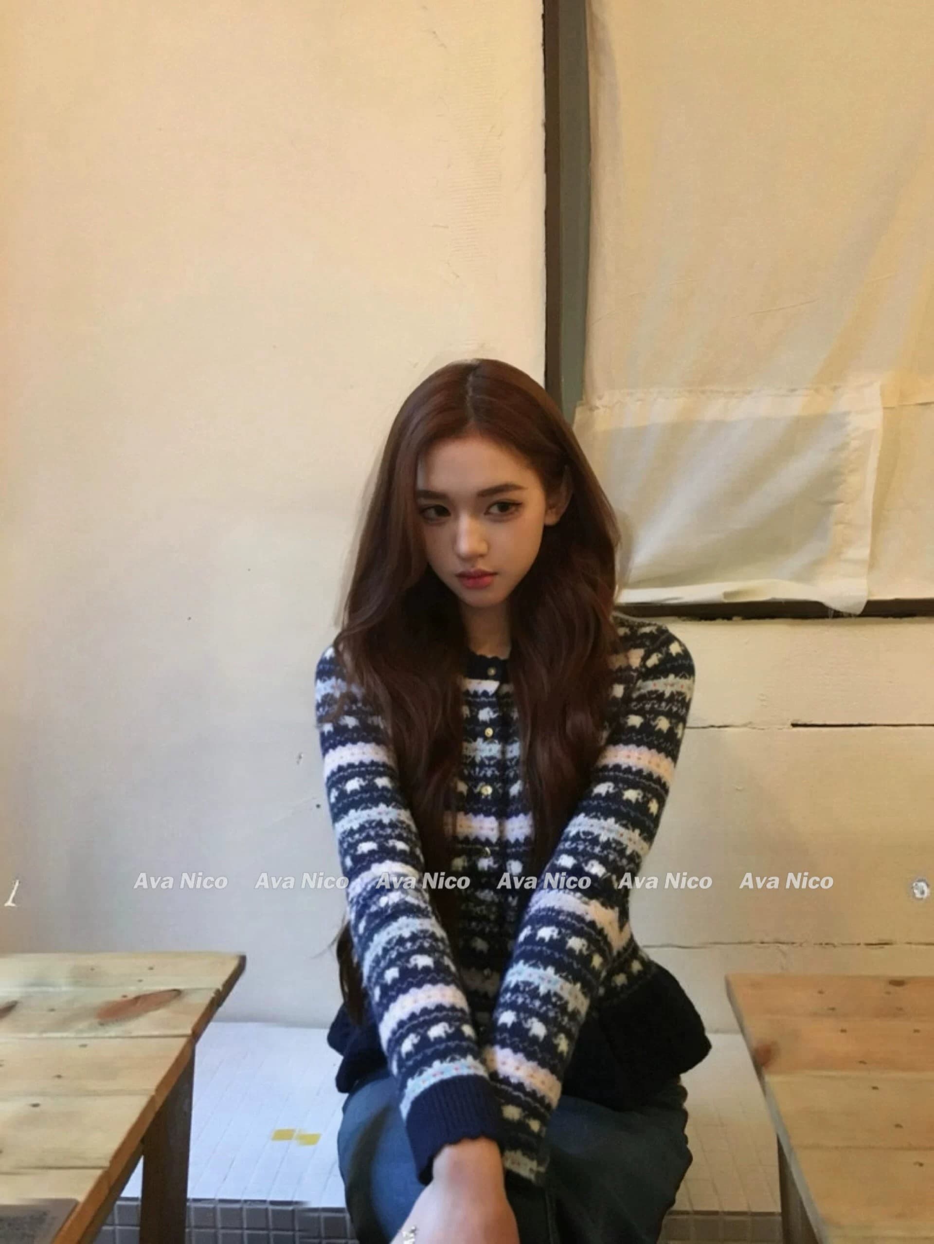 레트로 공정한 섬 자카드 치마 디자인 니트 오픈 가디건 가을 겨울 부드러운 찹쌀 양모 스웨터 코트 상세 이미지 5