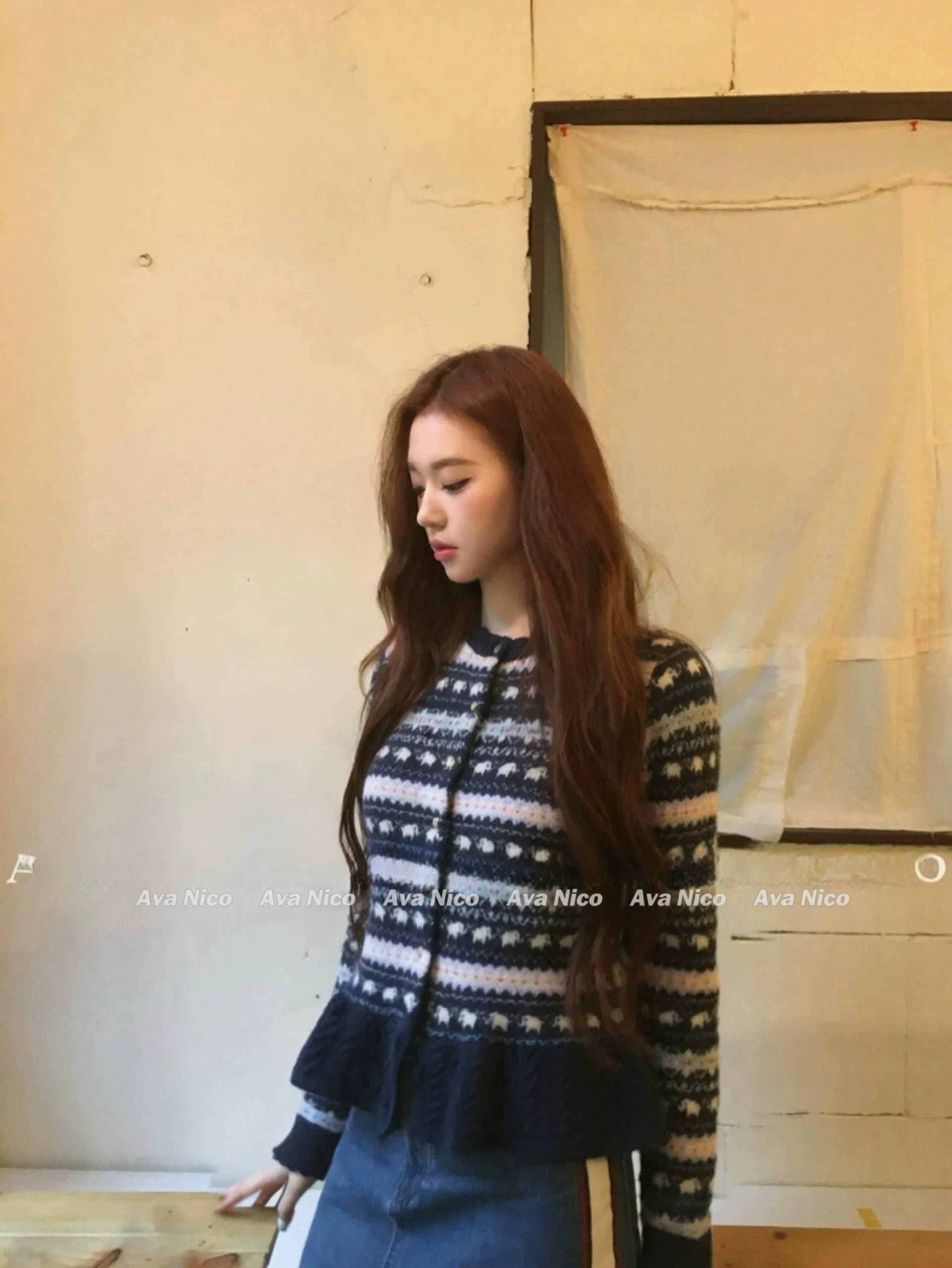 레트로 공정한 섬 자카드 치마 디자인 니트 오픈 가디건 가을 겨울 부드러운 찹쌀 양모 스웨터 코트 상세 이미지 6