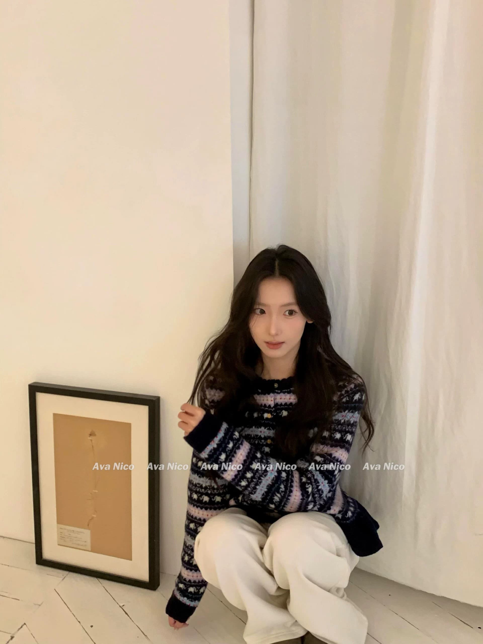 레트로 공정한 섬 자카드 치마 디자인 니트 오픈 가디건 가을 겨울 부드러운 찹쌀 양모 스웨터 코트 상세 이미지 11
