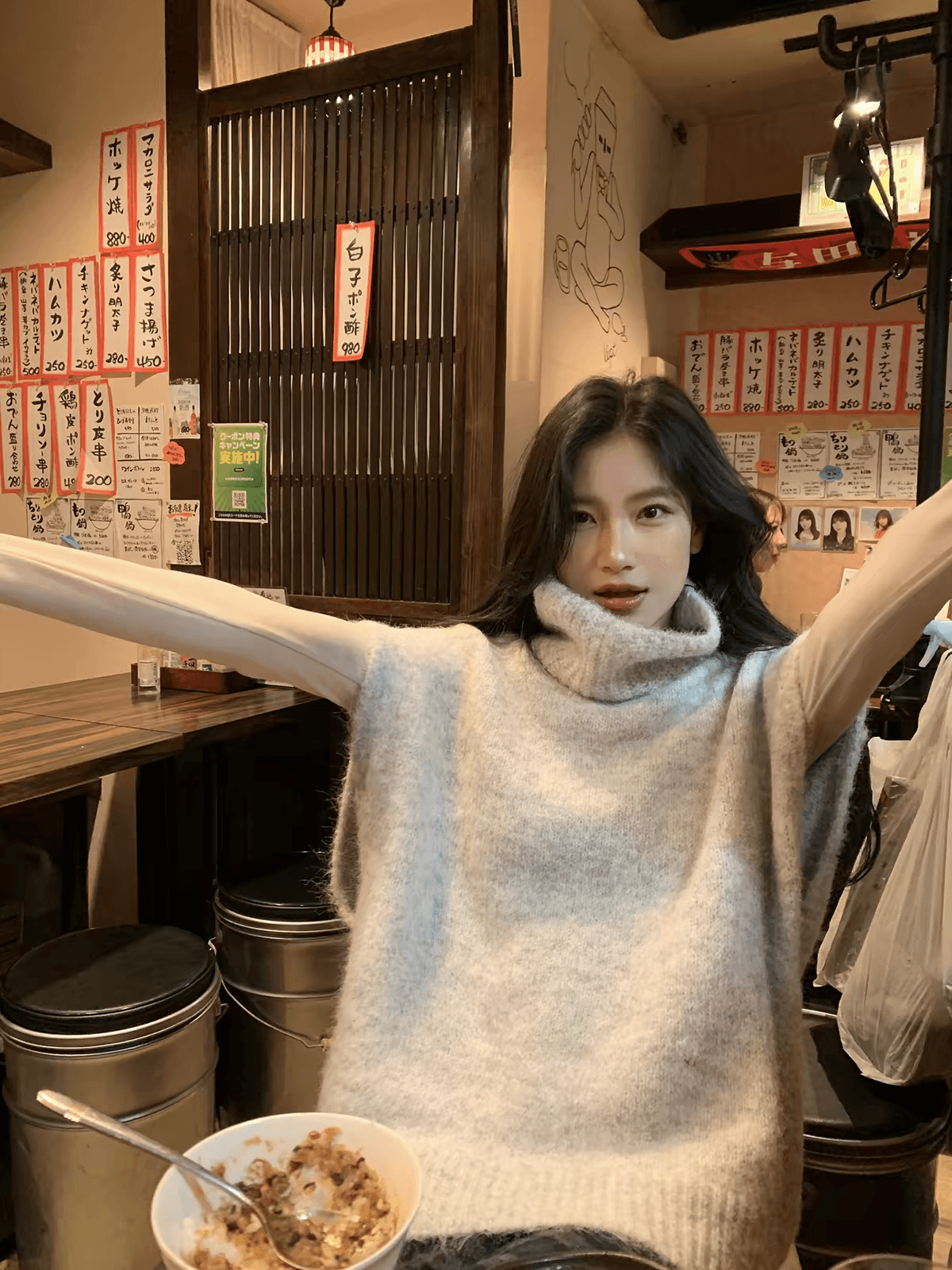 커피 색상 터틀넥 니트 베스트 조끼 여성 가을 겨울 느긋한 바람 모헤어 스택 착용 어깨 조끼 맨위 상세 이미지 7
